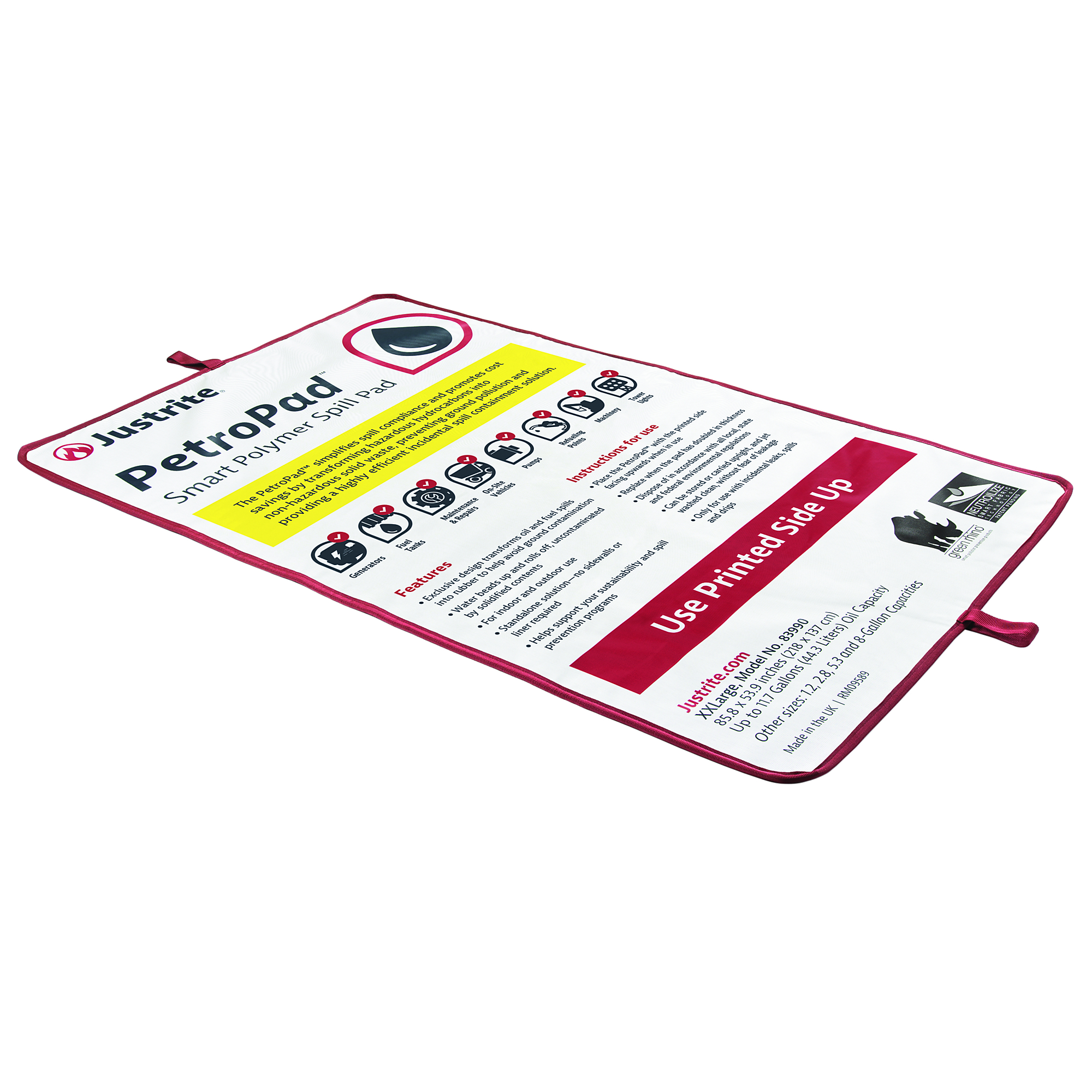 Justrite Absorbent Pads PetroPad with Smart Polymers — XX-Large, Model# 83990